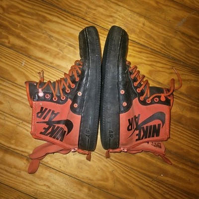 Nike Air Force 1 SF Black Red High Top Basketball Sneakers  Zipper 