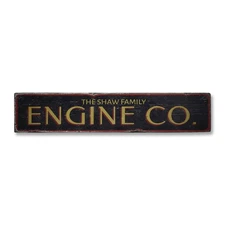 Engine Co. Custom Family Name - Rustic Handmade Distressed Wood Sign