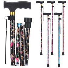 Folding Walking Cane Lightweight Adjustable Collapsible T Handle
