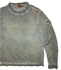 Hugo Boss Orange Tag Military Commander Officer Heather Long Sleeve Shirt Men XL