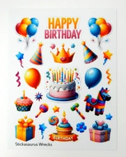 Happy Birthday Party Items Sticker Sheet
