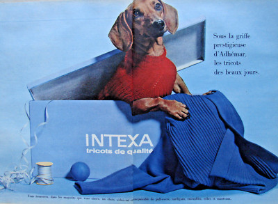 PRESSEWERBUNG 1958 INTEXA QUALITÄTSSTRICKKRALLE ADHÉMAR - TECKEL