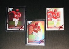 2022 Bowman Draft BDC-80 Elly De La Cruz REFRACTOR + 2 Base Prospect Cards