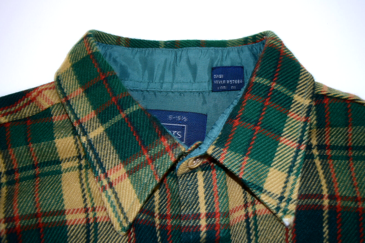 Vintage Sears Plaid Flannel Shirt Size L 70s Golden Green Vintage Sears Plaid Flannel Shirt Size L 70s Golden Green