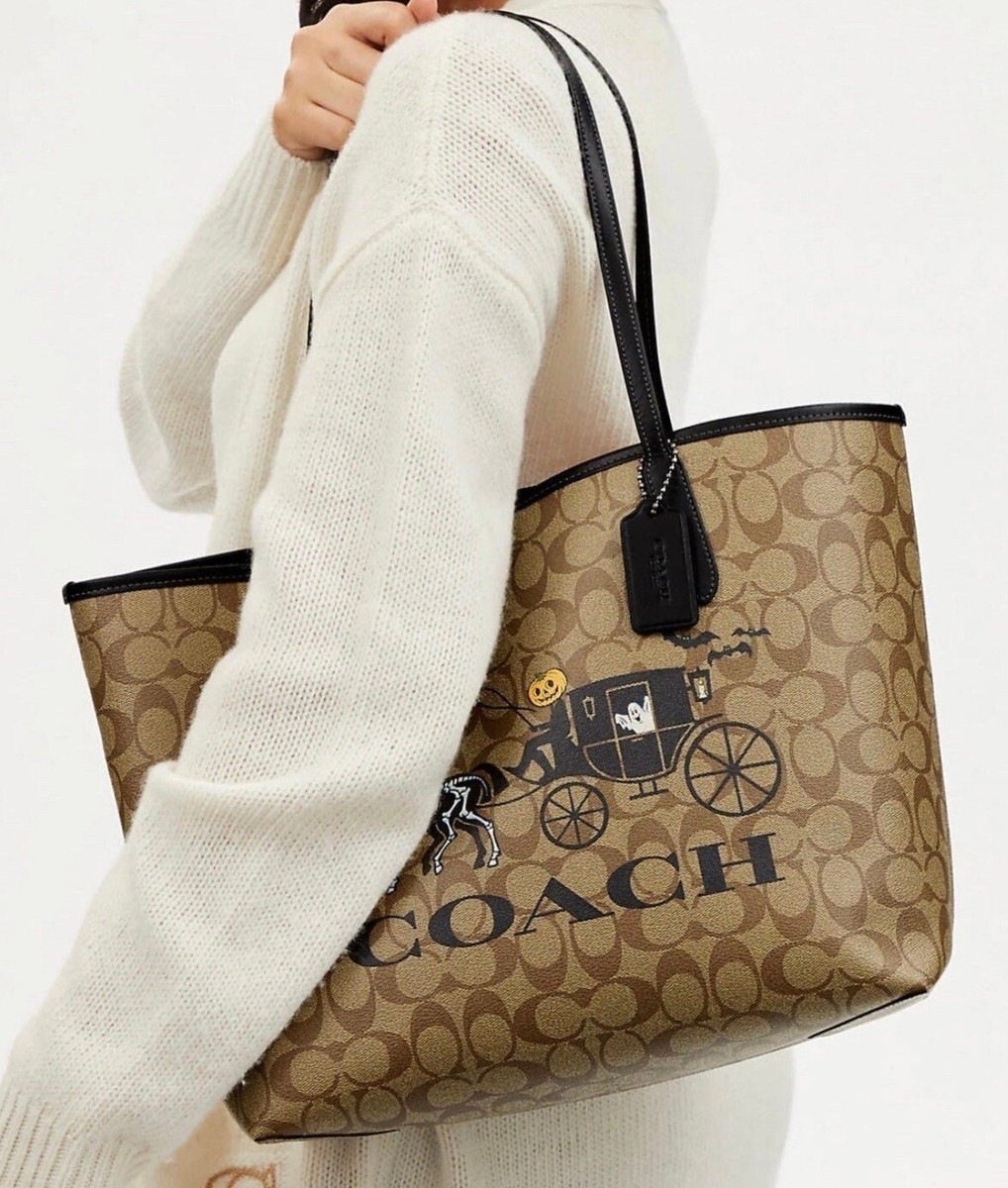 COACH◇ CITY トートバッグ HALLOWEEN 在庫確認ください NWT COACH HALLOWEEN CITY TOTE WITH SKELETON HORSE AND
