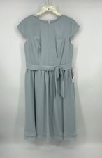 JJ  s House Women  s Size 12 Mist Blue Cap Sleeve Dress Faux Tie Waist NWT