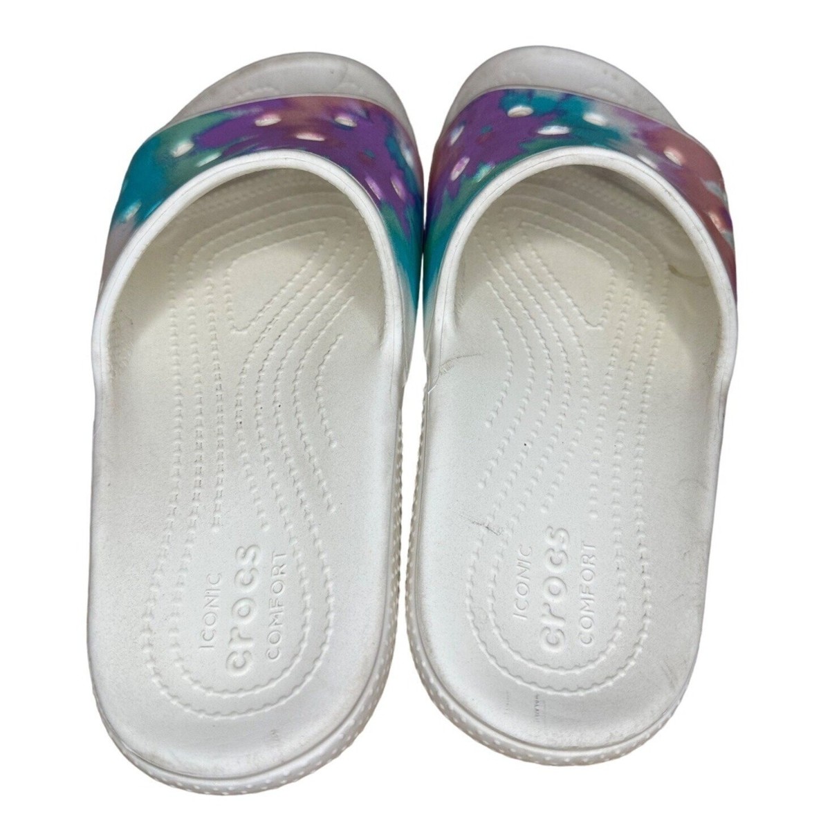 CROCS Men\'s Slip-Ons in Purple and Blue Tie Dye CROCS Classic Tie Dye Clogs Shoes Mens 13 | Mercari main image 4