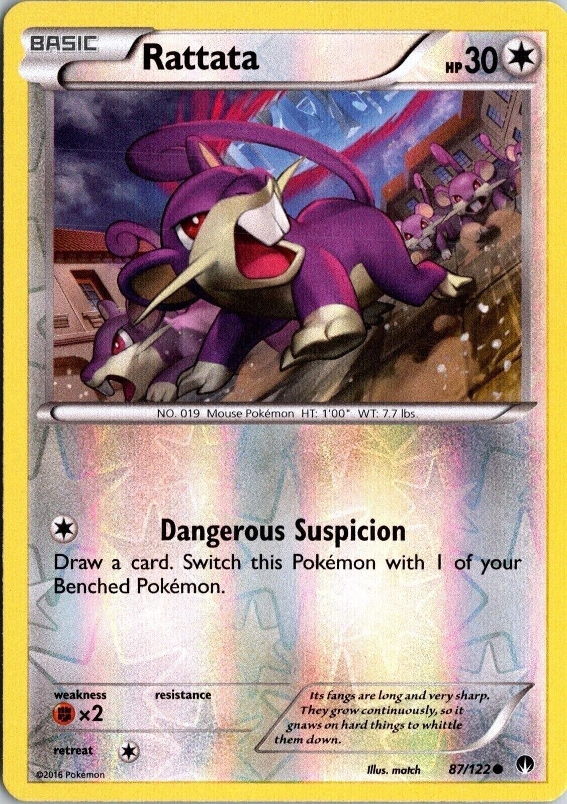 Rattata BreakPoint 87/122 Common Holo 2016 Pokemon Card TCG CCG