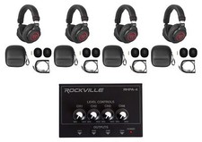 Studio Bundle w/4 Rockville PRO-M50 SR Headphones 4 Channel Headphone Amplifier
