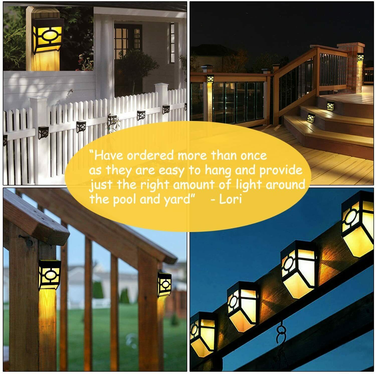 8 Pack Solar Deck Lights LED Fence Solar Lights Waterproof for Garden Patio Step