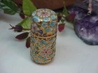 Vtg Chinese Champleve Toothpick Match Stick Holder Needle case Gilt Brass Floral — photo 1