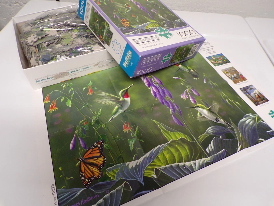 “Colibríes y Hosta” Hautman, con póster, 1000 piezas, rompecabezas Buffalo Games Foto 2 de 2