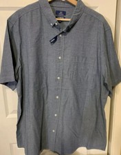 New George Men  s Sz XL Classic Fit Stretch Blue Button Down Short Sleeve NWT