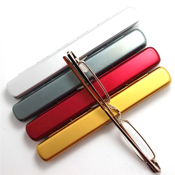 Stylish Clear Spring Hinge Reading Glasses with Metal Case in Various Strengths-image
