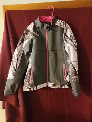Yukon Gear Small Fleece Lined Grey Jacket Light Pink Camo Dark Pink Accents 