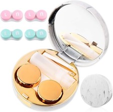 Contact Lens Case Portable Contact Lens Box w/Mirror Tweezers Remover D-Golden