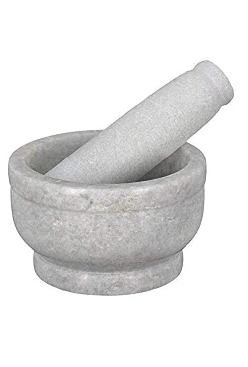 Nupremo White Marble Imam Dasta/Mortar and Pestle Set/Ohkli Musal/Kharal/Idi Kal