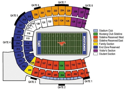 2 SMU vs Houston Christian Football Tickets Section 122, Row 1
