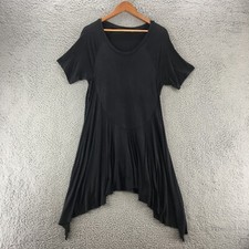 Zara Tee Shirt Dress Womens L Black Solid Raglan Sleeve Casual Pullover Round