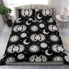 Celestial Moon  Sun Crescent Duvet Cover Set with Two Pillowcases