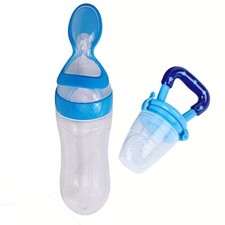 VBaby Baby Food Feeder Baby Teething Toy Silicone Teether Pacifier Spoon Bottle