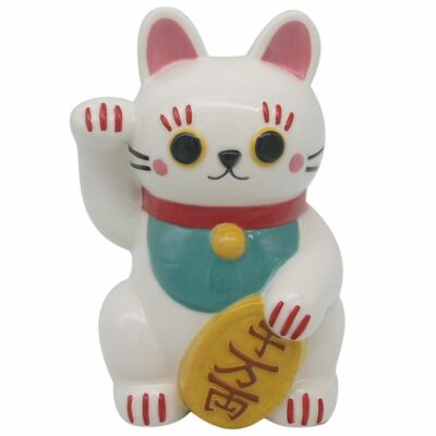 NEUHEIT MANEKI NEKO WEISS KERAMIK GLÜCKSKATZE KATZE GELD MÜNZBOX NEU IM BOX *