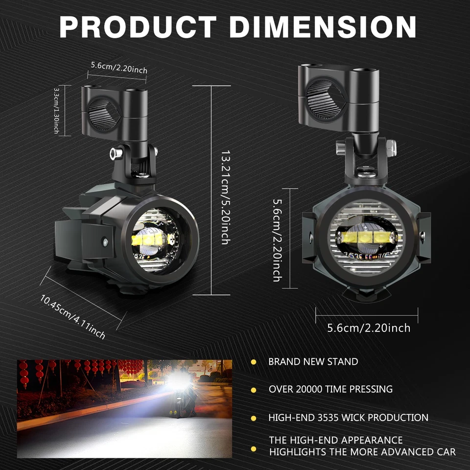 For BMW K1600 R1200GS R1100GS F800GS LED Auxiliary Driving Fog Light Fog Lamps - Image 2 of 4