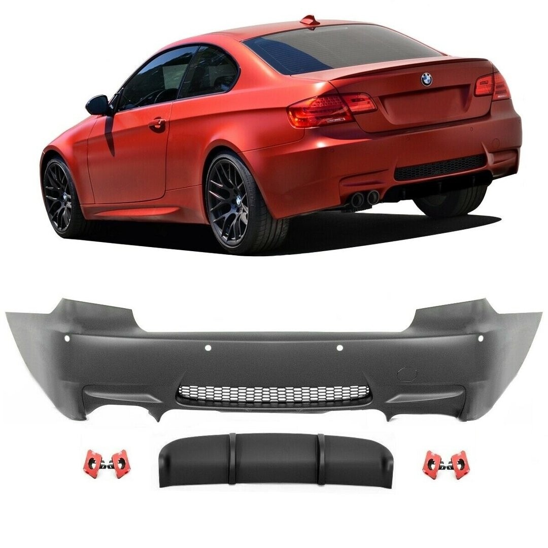 Pare-choc arrière look M3 pour BMW Série 3 E92 Coupé et E93 Cabriolet en plastique ABS noir primer