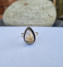 Prehnite Gemstone Ring 925 Sterling Silver Designer Adjustable Boho Ring PG4514