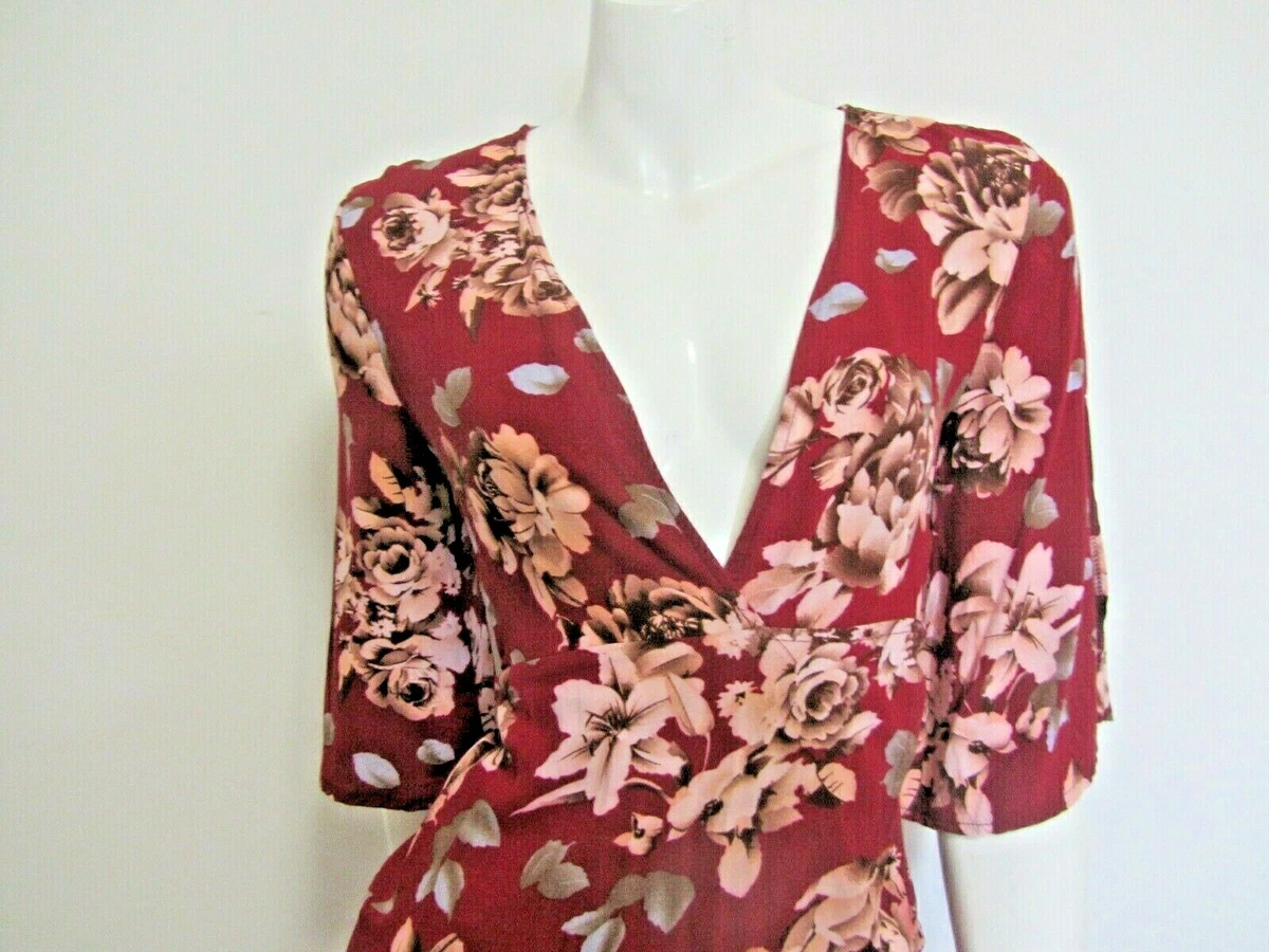 SHOWPO sz 8 XS short sleeve red floral wrap dress AS NEW eBay