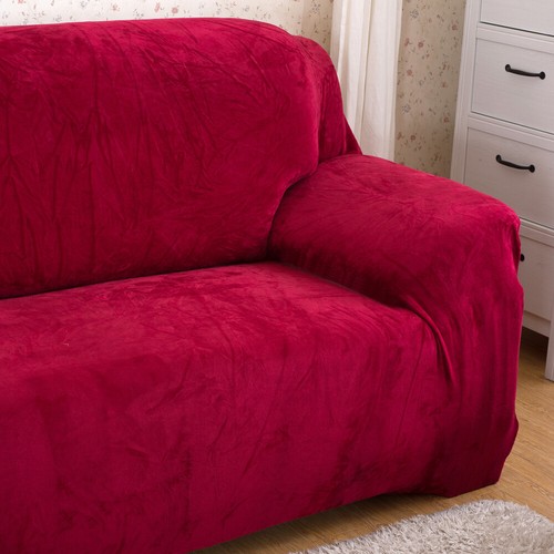Velvet Elastic Stretch Sofa Cover 1/2/3/4 Seater Slipcover Armchair Couch Covers - Picture 37 of 102