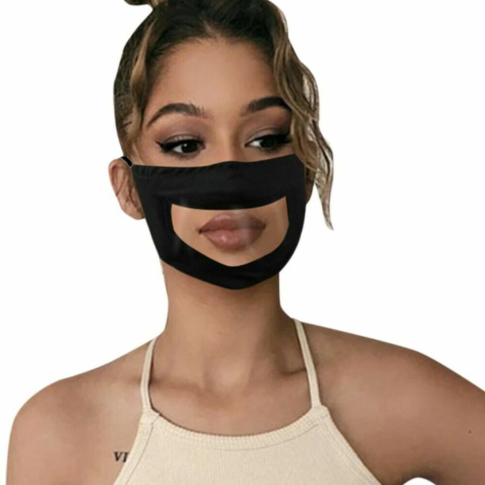 Women's Face Mask With Visible Lip Expression Clear Window Shield For Deaf Mute - Image 2 of 4
