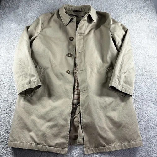 VETEMENTS Lauren Ralph Lauren Trench Cappotto Uomo 42L Grande Marrone Misto Lana Foderato Lungo