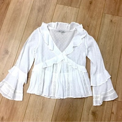 American Eagle Outfitters white boho peasant bohemian festival shirt top small