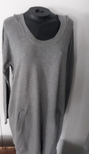 GAP Solid Gray 100% Cotton Hooded Sweatshirt Dress w/Pockets Ladies L