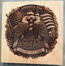 laser engraved cherry wood art patriotic 8x8 inches eagles high definition