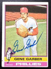 1976 Topps GENE GARBER Autographed Baseball Card #14 PHILLIES