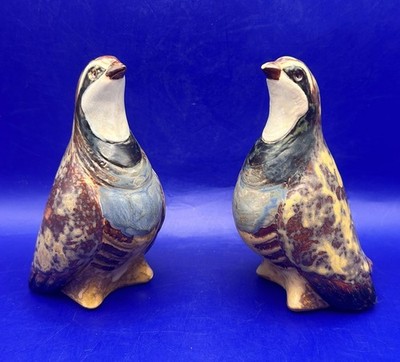 Paar Lladro 2088 Rebhühner (klein) in Gres Vintage Porzellan Figuren