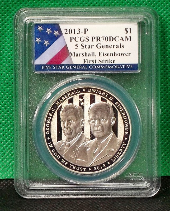 2013-W 5 Star Generals Commem Silver Dollar FS Flag Label PCGS PR70DCAM #424