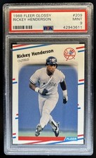 1988 Fleer Rickey Henderson #209 Yankees PSA 9