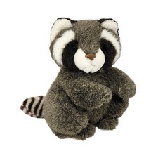 Vintage Russ Berrie Raccoon Plush Stuffed Animal Grey Brown Striped Tail 7 inch