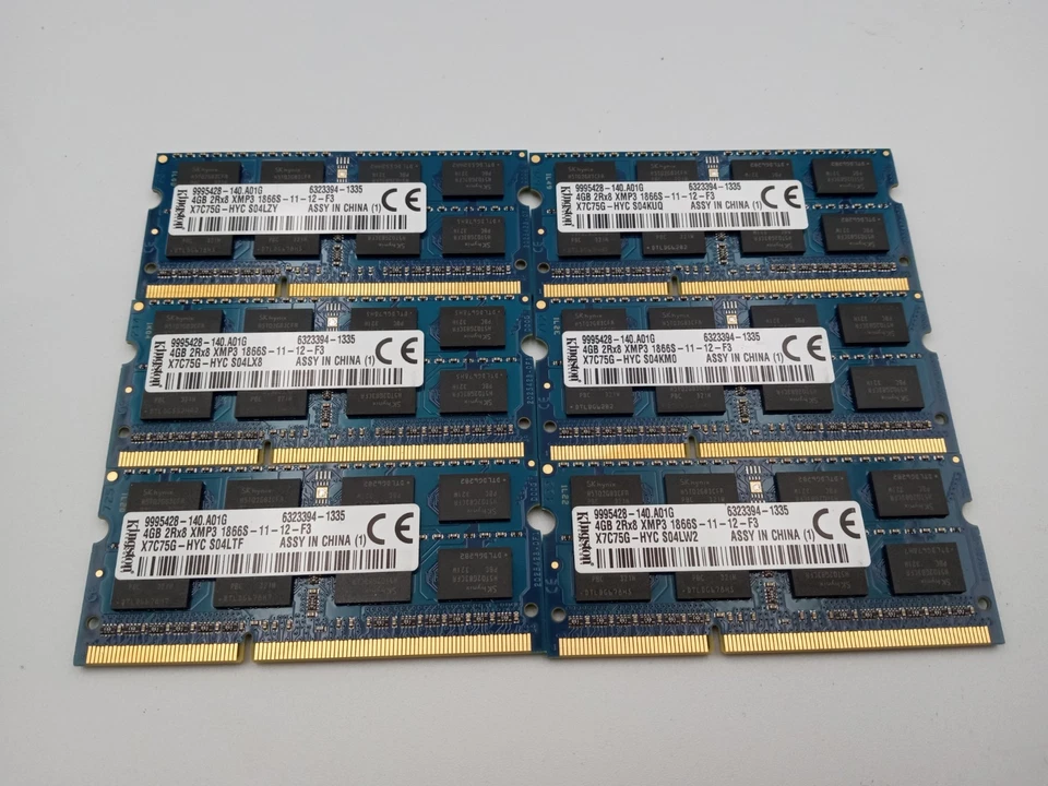 Lote de 6 - Kingston 4GB XMP3 1866S DDR3 Laptop RAM Memoria X7C75G-HYC 9995428 -RR Foto 4 de 4
