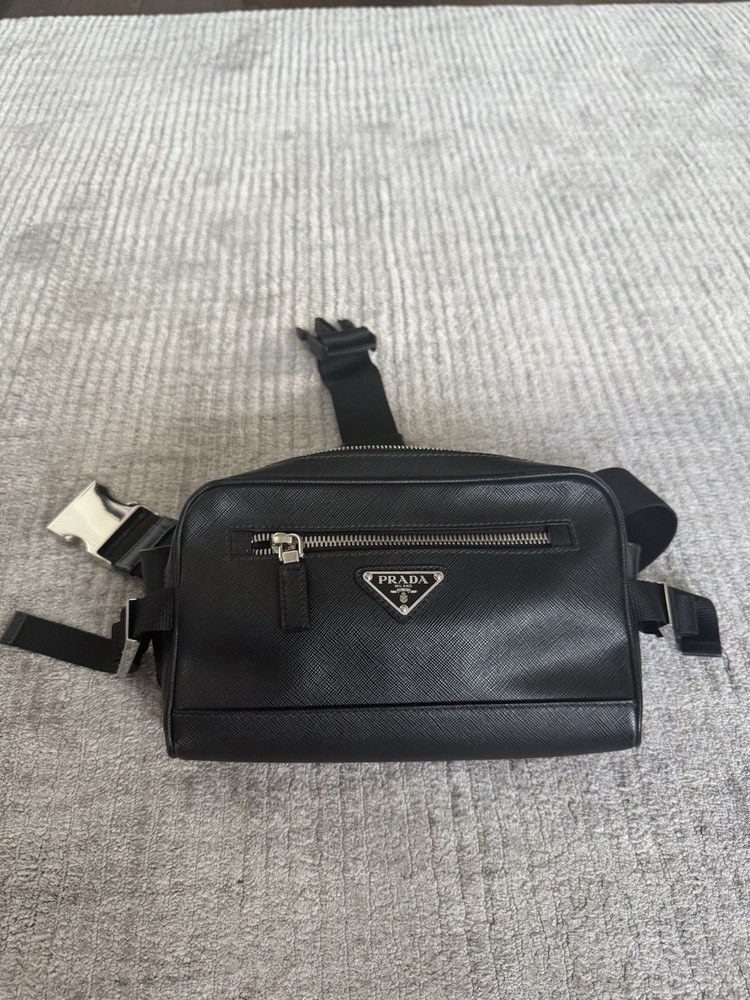 Saffiano Leather Belt Bag in Classic Black