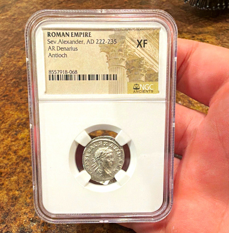 Severus Alexander Silver Denarius AD 222-235 Antioch NGC XF Roman Empire