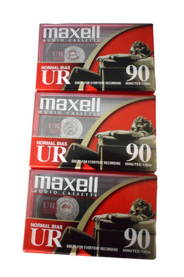 Maxwell UR 90 Minute Normal Bias Blank Audio Cassette Tape Lot of 3 SEALED NEW