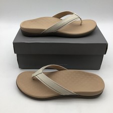 Vionic Tide Cream Webbing Comfort Arch Support Flip Flops Sandals Womens Size 10