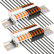 DIN Rail Terminal Blocks Kit, with 20Pcs Universal Compact Connectors, 2Pcs Conn
