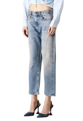 R13 Boyfriend Women Jeans 28 Jasper Blue Cropped Whiskered FW25 RRP699 *
