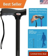 Black Adjustable Walking Cane with Soft Grip Handle  Anti-Slip Tip for Comfort