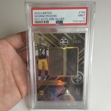Panini 2022 Limited George Pickens Patch Auto Silver #158 /75 PSA 9